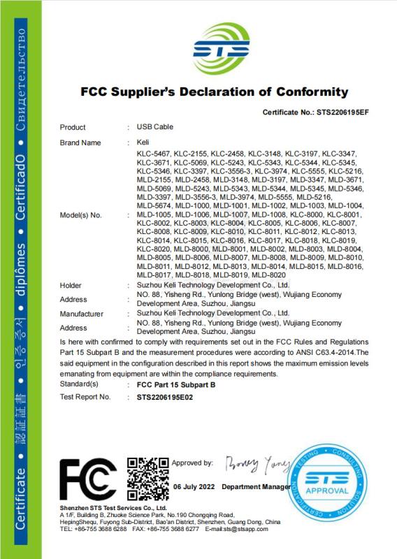 FCC - Suzhou Keli Technology Development Co., Ltd.