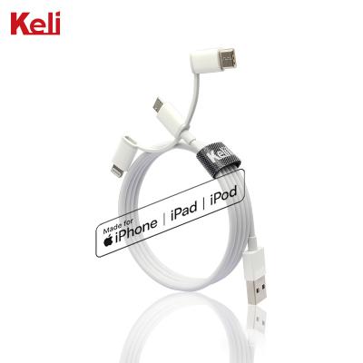 China MP3/MP4 Player 1M Charging Cable 3 in 1 Phone USB Charger Cable Compatible with Type-C Micro USB Lightning for sale