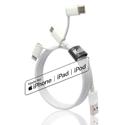 China MP3/MP4 player Keli Factory Price Data Cable 2.4A 3-in-1 MFi certification fast charging cable for sale