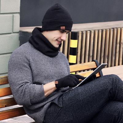 China 2021 Hot Selling Amazon Men's and Women's Scarf Hat Gloves Three-Piece Set Knitted Hats Suit Winter Warm Casual Outdoor Hats for Men for sale