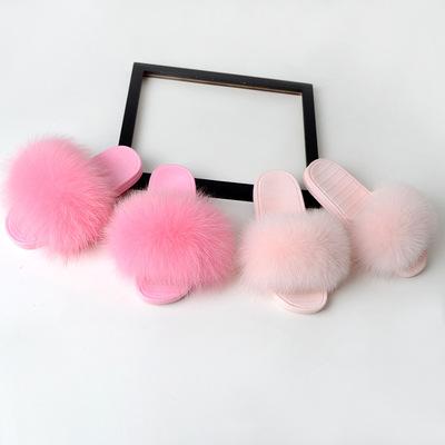 China Custom Designer Furry House Slides Slippers 2021 Fashionable Women Slides Real Fur Slippers Fur Slides Women's Sandals for sale