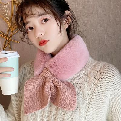 China New Winter Autumn Edition Han Edition Rabbit Hair Bib Rabbit Hair Soft Plush Fur Scarves Cross Fashionable Female Soft Scarf Protection for sale