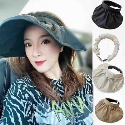 China Striped folding anti-UV sun protection hat ladies sun hat headband sun sky new 2021 summer shell hat for sale