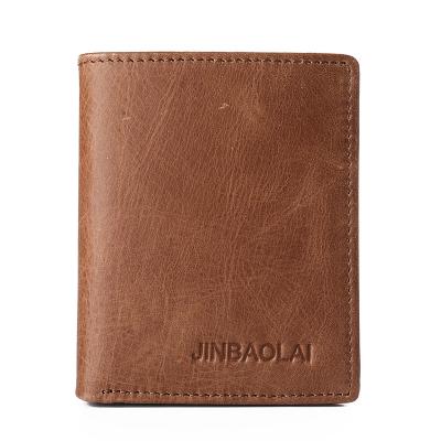 China OEM Retro Vintage Slim Custom Men's Wallet Genuine Leather Card Holder Wallet Zipper Coin Pocket Cowhide Wallet for Men for sale