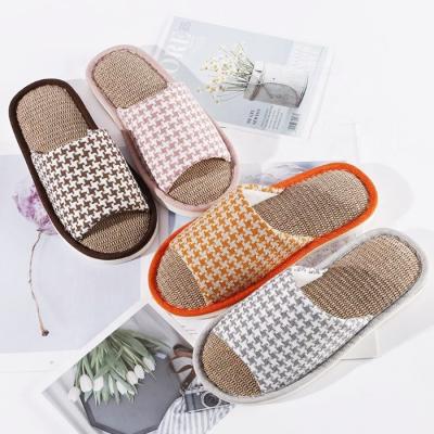 China Fashion Trend Four Seasons Canvas Slippers Floor House Indoor Shoes Summer Open Toe Sandals Non Slip Breathable Slipper for sale