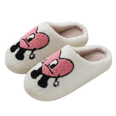 China Fashion Trend Winter Cute Rabbit Bad Slippers Comfortable Love Heart Shoes For Women Men Soft Warm Plush Non-slip Home Slipper for sale