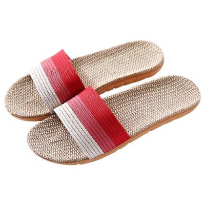 China Fashion Trend Women Summer Slide Breathable Canvas Slippers Casual Open Toe Flip Flops Non-Slip Comfortable Home Sandals for sale