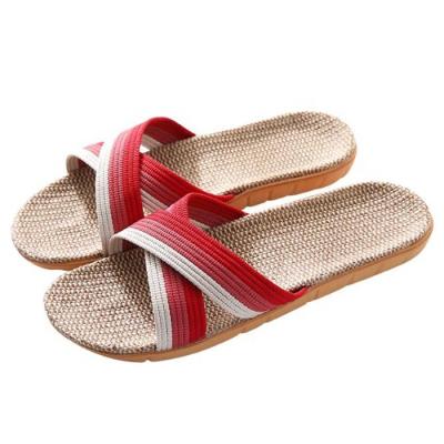 China Fashion Trend Women's Summer Sandals Home Couples Indoor Shoes Canvas Cross Open Toe Breathable Slippers for sale