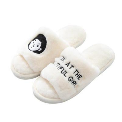 China Fashion trend new fashion trend home flat bottom cotton slippers women and men cartoon plush indoor non-slip open shoes new for sale