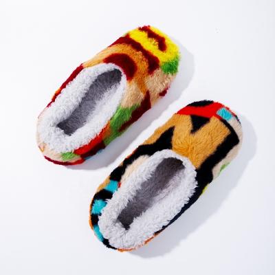 China Fashion Trend Women's Colorful Plush Rabbit Hair Slippers Warm Lady Indoor Floor Soft Loafers Flip Flops Adult Cotton for sale