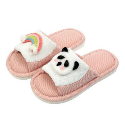 China Soft open-toed flat cartoon children's soled home shoes spring and summer comfortable non-slip canvas slippers for sale