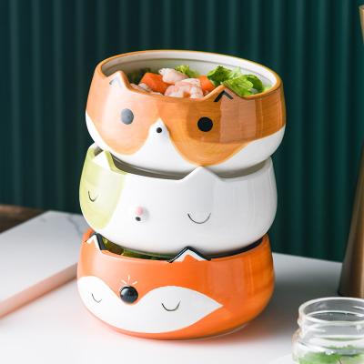 China The animal style of lovely style viable ceramic cartoon costume is simple and refreshing cute animal bowl for sale