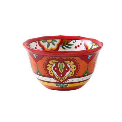 China Sustainable bohemian style ceramic bowls are available in 6 inch and 8 inch for sale