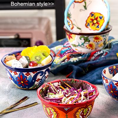 China Viable Bohemian style ceramic bowls can be used as rice bowls and soup bowls, which are suitable for the whole family for sale