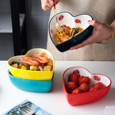 China Sustainable hot selling peach heart bowl has novel and beautiful shape, fresh style, high temperature resistance for sale