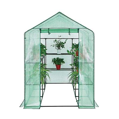 China Backyard 3 Tier Portable Adjustable Plastic Plastic Steel Layers Garden Vegetable Row Cover Mesh PE Flower Mini Small Fruit Walk In Greenhouse for sale