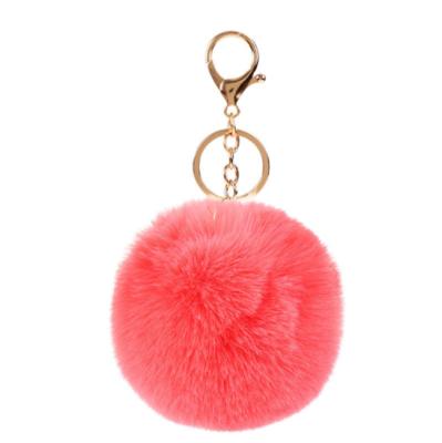 China Gift Fluffy One Piece Pom Poms Faux Rabbit Fur Ball Keychain Pom Poms Key Chain Designs for sale