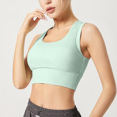 China New Breathable Yarn Sports Invest Bra Women's Professional High Strength Shockproof Fitness Running Pilates Yoga Jacket for sale