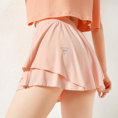 China Breathable Anti-glare Yoga Sports Women's Short Skirt Quick-drying Double-layer Loose Dance Tennis Skirt Fitness Running Shorts for sale