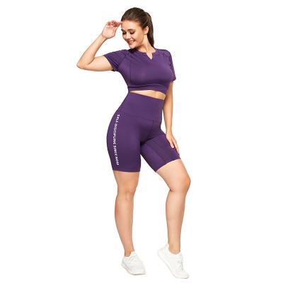 China Breathable Plus Size Sports Running Fitness Yoga Clothing Female Professional Bodybuilding Sexy High Elastic Sports Plus Size Two Suits for sale