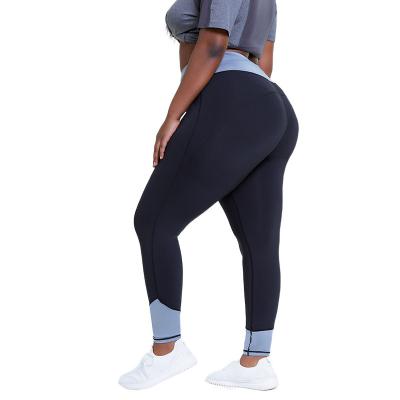 China Contrast Color Breathable Plus Size Quilting Pants Women's Yoga Sports Elastic Running Pants Lift Up Peach Hip Fitness Pants for sale