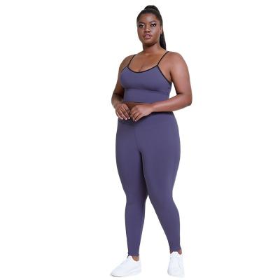 China Breathable Camisole Sports Vest Stretch Pants Sports Suit Plus Size Solid Color Bra Hip Lift Pants Sexy Fitness Suit for sale