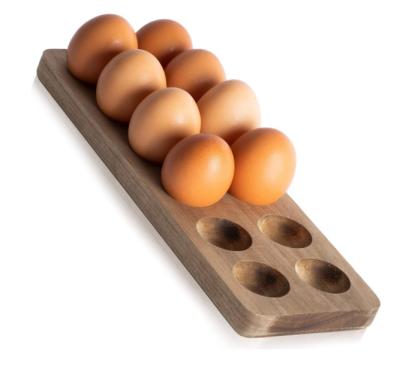 China Refrigerator Kitchen Storage Wooden Dispenser Rack Decorative Egg Holder Tray for sale