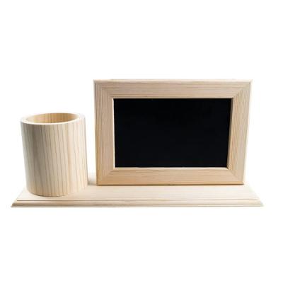 China Wooden Storage Products Wholesale Ornament with pen holder and photo frame that can be rotated for sale