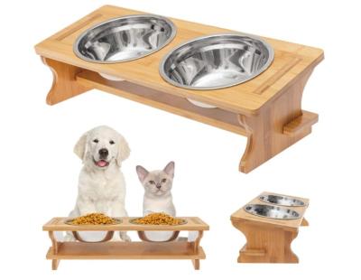 China Premium Elevated Dog And Cat Pet Feeder Wooden Pet Feeder Pet Bowl And Feeder for sale