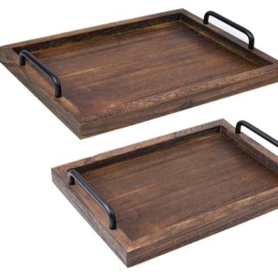 China Hot Sale Wooden Tray For Food Natural Wood Serving Tray Wood Plate Tray for sale