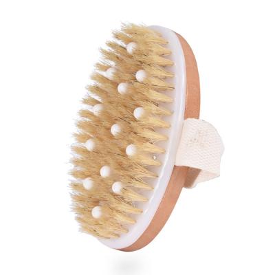 China All Natural Soft Stiff Natural Bristle Wooden Bamboo Exfoliating Scrub Dry Brush Bath Shower Brush For Massage for sale