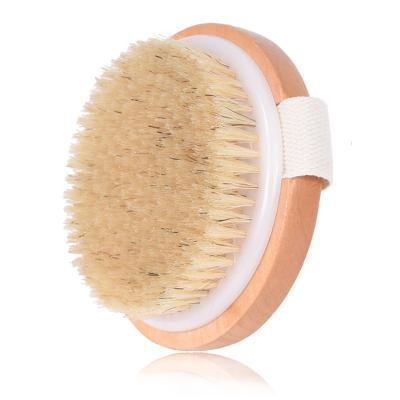 China All Natural Hot Sale Natural Bamboo Wooden Massage Bath Wet Dry Round Brush For Shower for sale