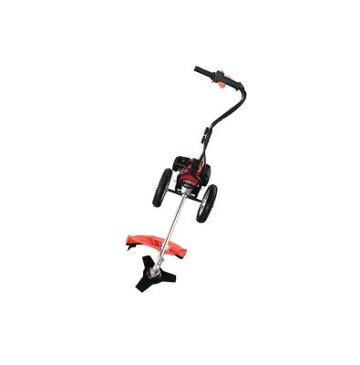 China 2-Stroke 52cc Hand Push Brush Cutter With Wheels Gasoline Grass Trimmer Grass Cutter for sale