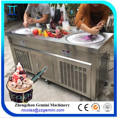 China Temperature setting and control USA and KSA double pans 2+10 most popular factory supply fried ice cream machine for sale