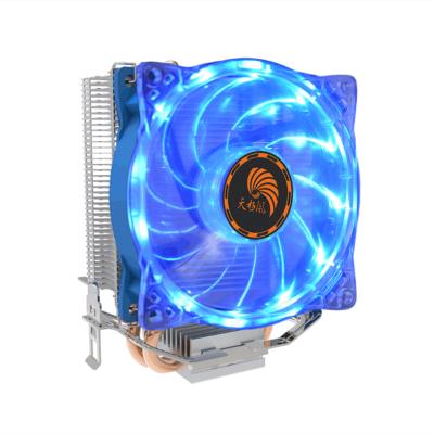 China Colorful Household 12v 3pin Copper Heat Pipe Cpu Fan Quiet Lamp 2 Computer Heatsink for sale