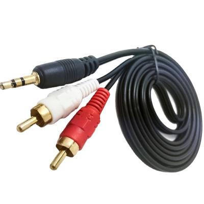 China COMPUTER Audio Cable Stereo to 2RCA 1.5M Cable Audio Black AV 3.5mm Jack to RCA Cable for sale