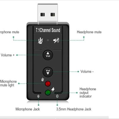 China Audio Driver 7.1 Channel Microphone In And 3.5mm Speaker Out Of 71 USB External Sound Card 002 for sale