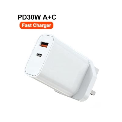 China Phone and Tablet UKCA Charging Block 30W Dual USB Type C Port Fast Charger For iphone 11 12 13 ipad for sale