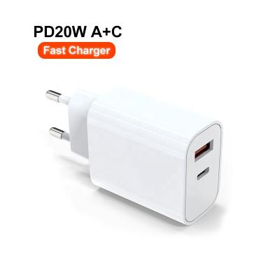 China Mobile Phone Ferpower CE RoHS Certification Fast Chargers PD20W A+C EU plug Wall Charger for sale