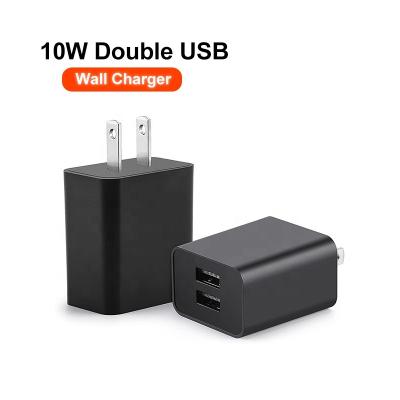 China Mobile Phone 10W Dual USB Charger Adapter 5V 2A with US Plug Customizable Logo USB Wall Charger Mobile Phone Smart Recognition System 2 X USB for sale