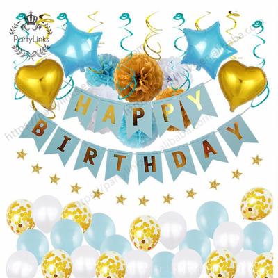 China 40pcs/set Happy Birthday Paper Balloon Set Birthday Party Decoration Diy Venue Layout Balloon Decoration Baby Show for sale