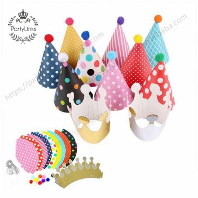 China 10pcs Happy Birthday Paper Party Birthday Party Decorations Kids DIY Hats Crown Hat Child Decoration Gifts Paper Supplies for sale