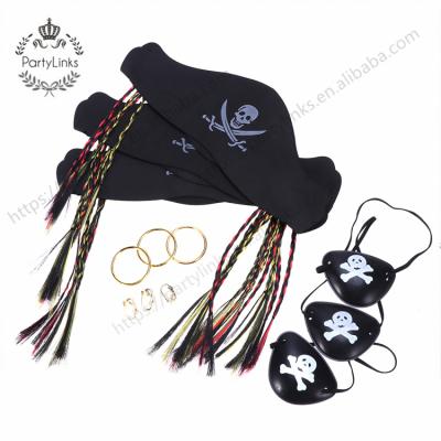 China 3 Pcs Nonwoven And Plastic Halloween Pirate Costume Prop Set Party Supplies With Hat Mask And Eye Ring for sale