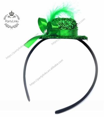 China St Patricks Day Carnival Mini Top Hat Sparkle Feather Headband Lady Hen Party Hair Circle Green Costume Plastic Irish Burlesque Night for sale