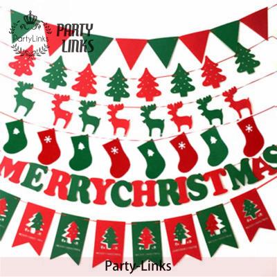 China Yiwu Christmas Large Felt Banners Nonwoven Flags Outdoor Home Decor Hanging Garlands Party Decoration Christmas Banner for sale