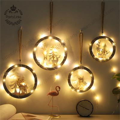 China Outdoor LED Wooden Light Elk Christmas Ornaments Xmas Pendant Decoration For Home Ornament New Year Xmas Navidad Gift for sale