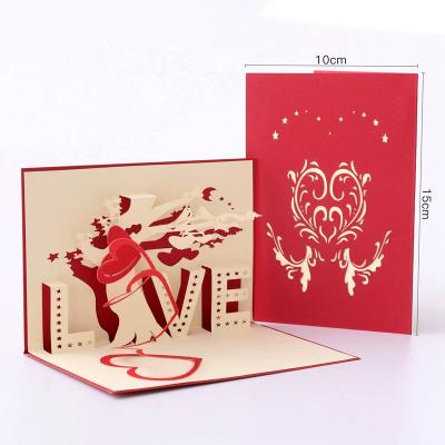 China 3D Paper Pop Up Greeting Card Christmas Gift Love In Matching Hand Postcard Envelope Laser Cut Handmade Birthday Postcard for sale