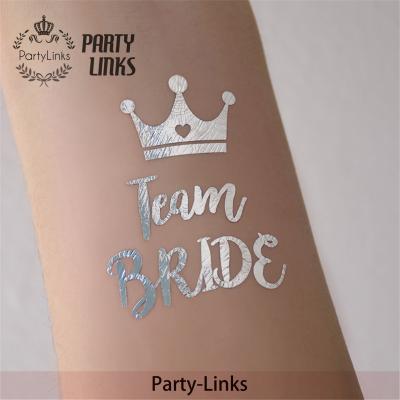 China Custom Water Transfer Paper Team Bride Bridesmaid Groom Squad Bachelor Party Metallic Tattoo for sale