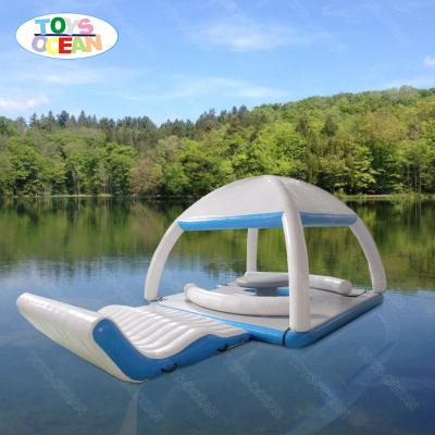 China For water park or other hot sale party equipment inflatable water leisure platform with inflatable tent dock for sale