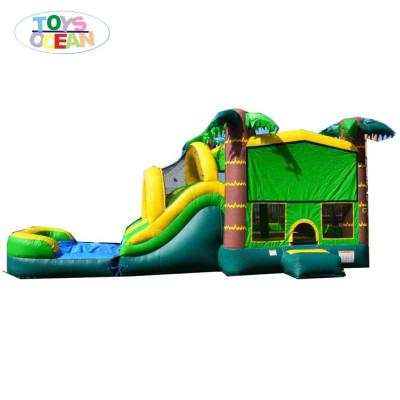 China Commercial Used Commercial Inflatable Jungle Water Bouncer Slide Combos With Pool for sale